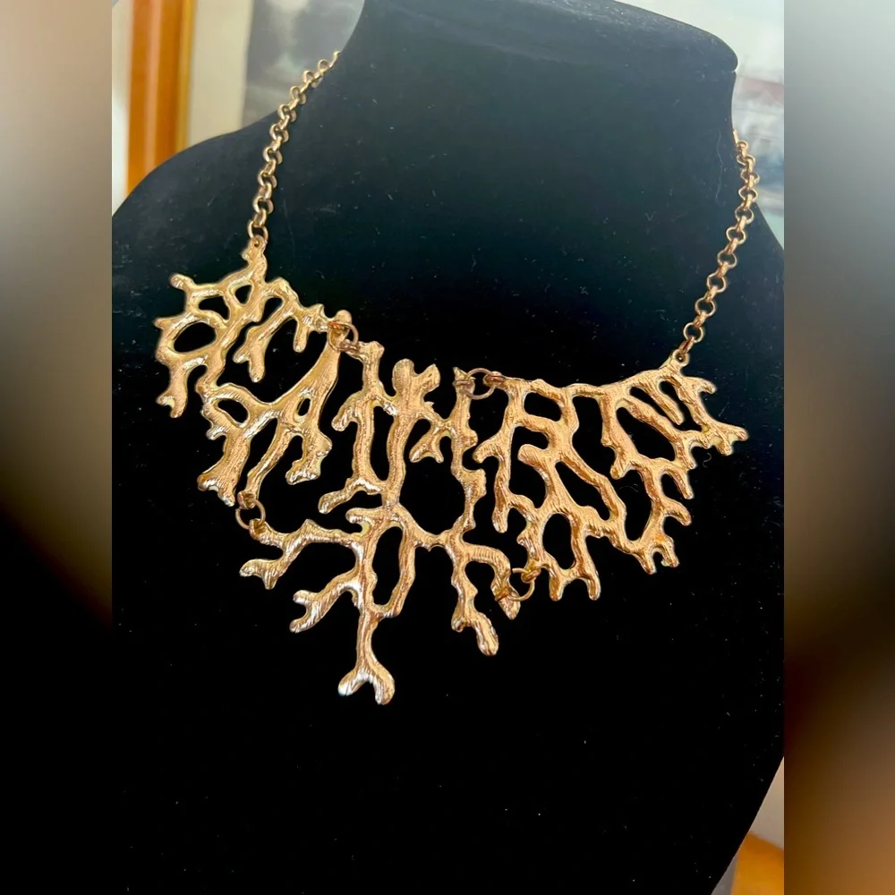 Enamel Coral Bib Necklace